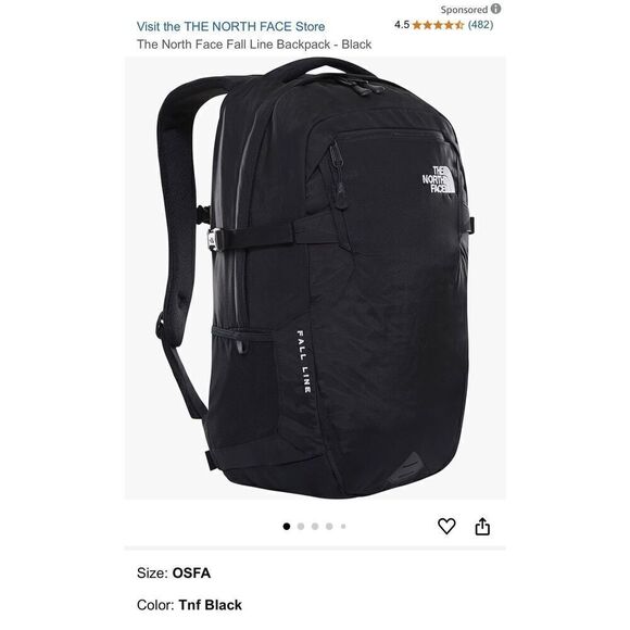 The North Face Black Fall Line Nylon Laptop Hiking Back Pack - Picture 1 of 15